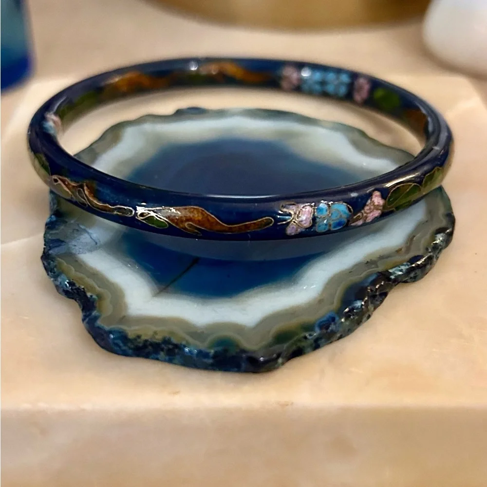 Beautiful Cobalt Blue Cloisonné Bangle Vintage